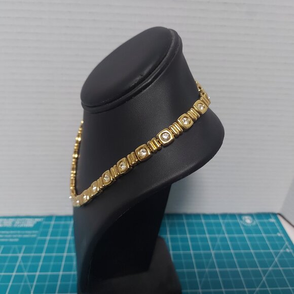 Nina Ricci Gold Plated Necklace with Swarovski Crystals - 16-17" Vintage - Picture 4 of 5